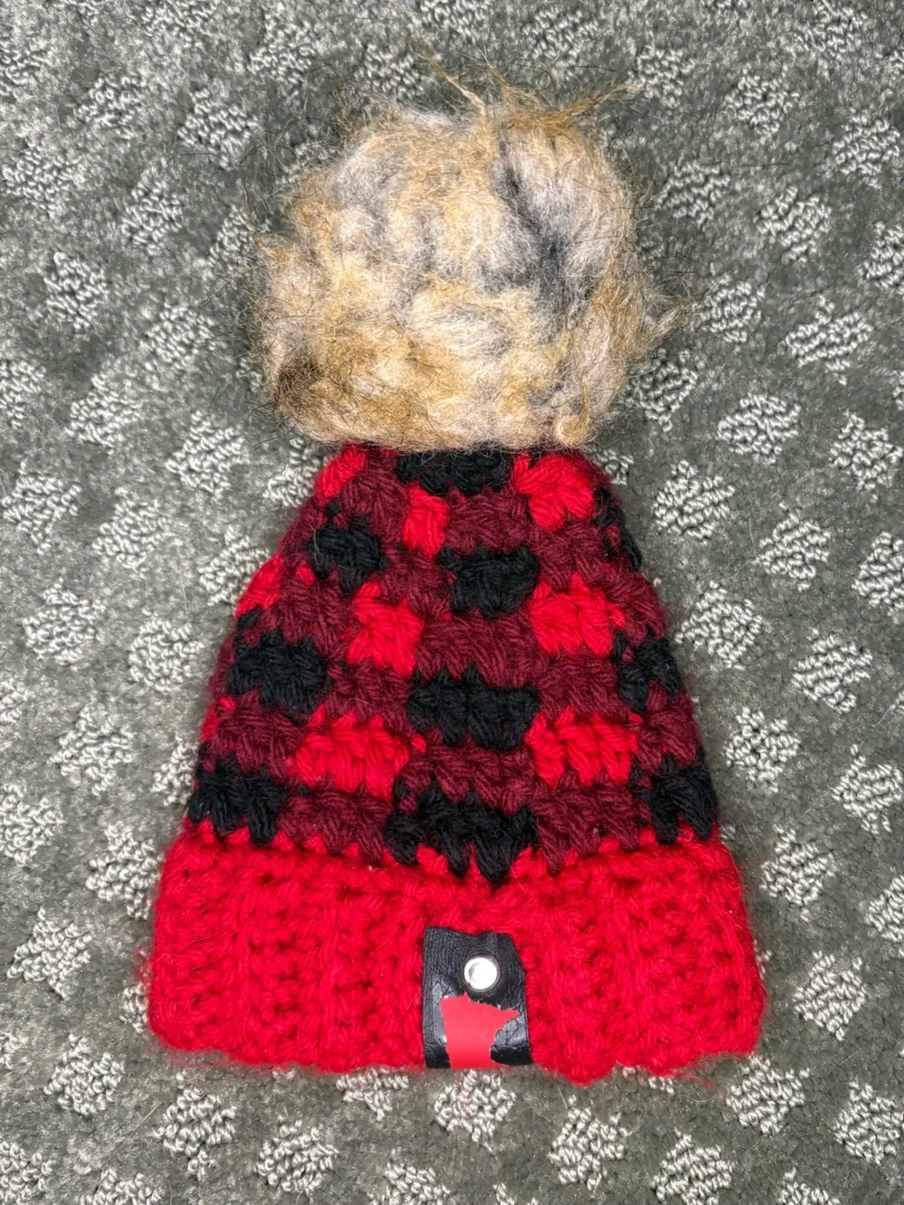 Cozy Red and Black Knit Pom-Pom baby Beanie